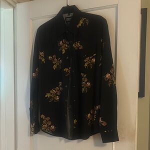 Straight to Hell Black Floral Button-Up Shirt
